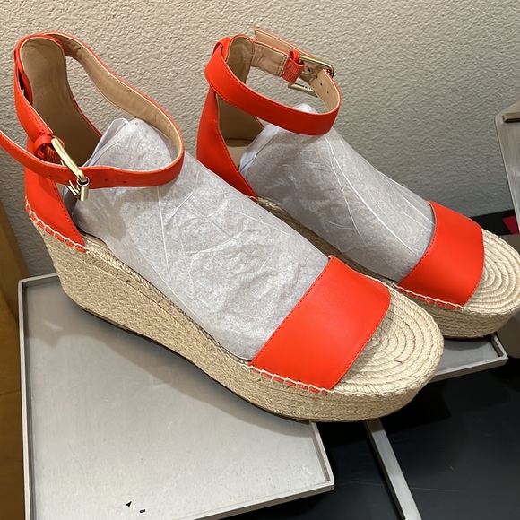 J. CREW Espadrille Leather Red Platform Wedges Rare Size 12! - Picture 4 of 6